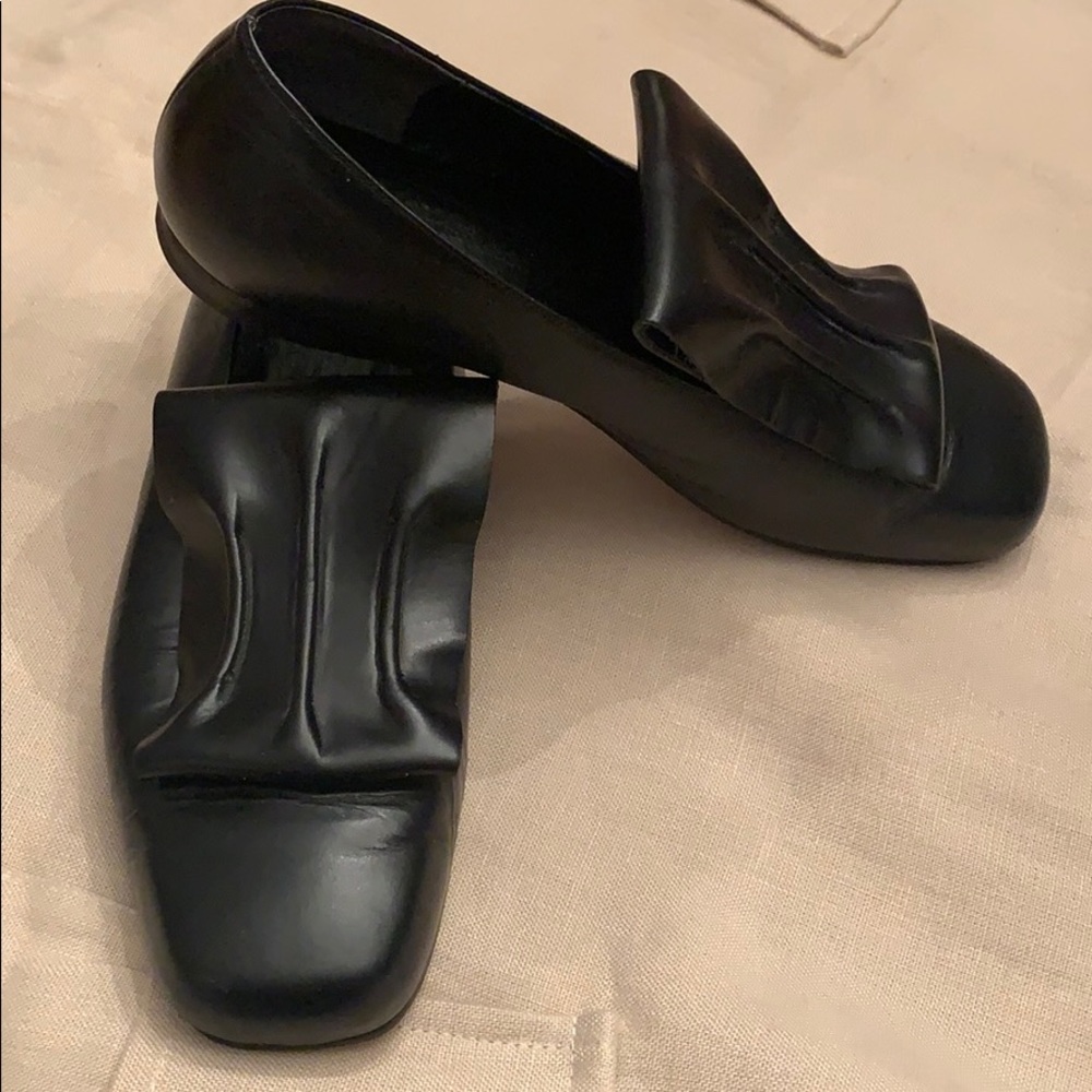 Yohji Yamamoto leather flat shoes with flap